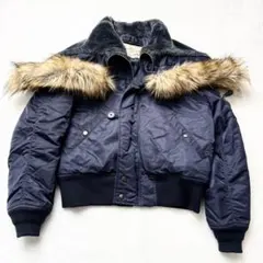 avirex N-2B flight jacket fur y2k navy