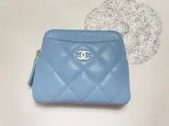 CHANEL シャネル　フラグメントケース　ミニ財布　カードケース　ブルー　美品