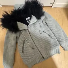 maison gilfy ニット フード ファー パーカー ジャケット メゾンのサムネイル