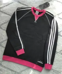 ✨adidas/アディダス✨トレーナー/160⭐黒×ピンク⭐スウェット⭐新品タグ