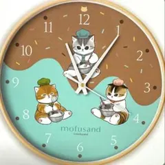 水色スイーツにゃん　mofusand 壁掛けクロック 時計 約22センチ