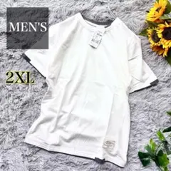 メンズ Tシャツ 半袖 白 ホワイト ワンポイント オシャレ 2XL ゆったり