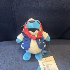 青いカエルのぬいぐるみ キーホルダー付き