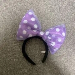 ミニーマウス 紫色水玉 リボンカチューシャ