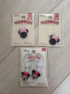 【新品未使用】ディズニー♡ミニーちゃん　ワッペン&上靴タグセット