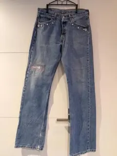 Levi's 501 復古牛仔褲 改造裝飾 流蘇褲腳