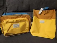 Ampersand ショルダーバッグ イエロー/ブラウンとシューズバッグ