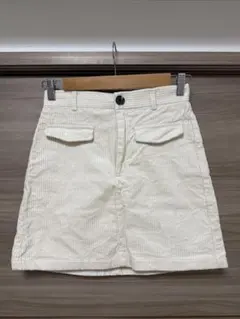 【GU】 アイボリー コーデュロイタイトスカート