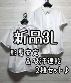 新品☆3L♪白系♪半袖シャツ2枚♪お仕事・スーツ・ジャケットにも☆G799
