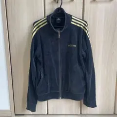 adidas ブラック　ベロア　ジップアップジャケット