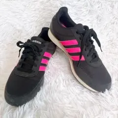 adidas アディダス スニーカー 黒×ピンク 24cm