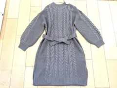 最終値下げ　新品未使用タグ付アクシーズケーブル編みニットワンピース　ラベンダーM