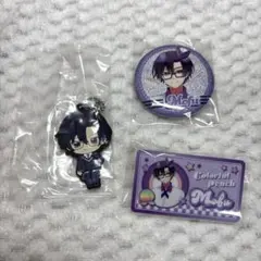 カラフルピーチおなまえ缶バッジ　ダイナー缶バッジ　ラバーキーホルダーセット　もふ