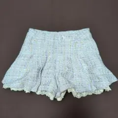 130★メゾピアノ★ロゴ刺繍！裾レース！ショートパンツ★秋冬