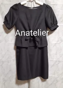 Anatelier アナトリエ 半袖 ペプラム ワンピース ブラック リボンのサムネイル
