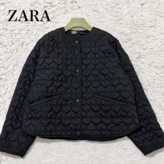 ✨美品✨ZARA キルティングジャケット　ハート柄　軽量　黒　Ｌ
