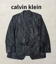 レザー調加工　calvin klein テーラードジャケット　ブラック　XL相当