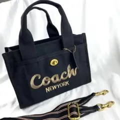 ✨美品✨ コーチ 2way トート 2way 黒 キャンバス ショルダー DEG