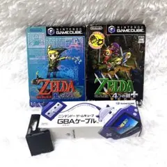 GameCube (GC), two Zelda games, GBA cable, box, manual, original memory card.