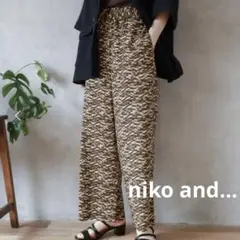 niko and ニコアンド アフリカンプリント ゆるパンツ L レーヨン混