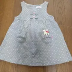 未使用 ミキハウスうさこ刺繍 水玉模様 ワンピース 90cm