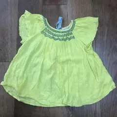 bonpoint 6 シャーリング　ブラウス　蛍光　イエロー