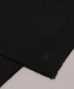 Calvin Klein ロゴエンブロイド　ウールスカーフ　マフラー　黒