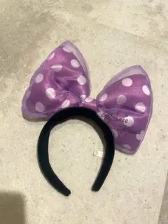 ミニーマウス 紫色ドットカチューシャ