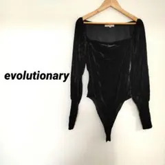 evolutionary ブラック ボディスーツ 長袖 ベロア素材