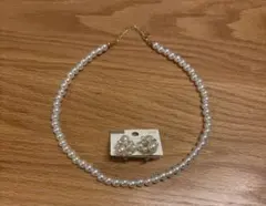 パール　ネックレス　イヤリング　セット　長さ調節可能