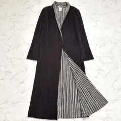 イッセイミヤケ マキシ丈 ロングカーディガン ダークブラウン M 日本製のサムネイル