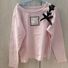 ジェニーラブ　リボン付きピンク長袖カットソー