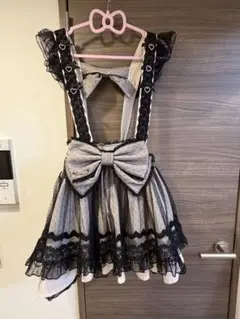 リズリサ　メイドライクサスペンダー付スカート　ピンクxブラックのサムネイル