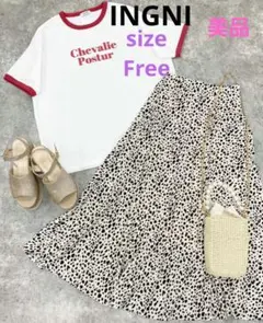 【INGNI】美品♡ダルメシアン柄スカートフレアスカート アイボリー