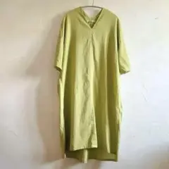 ガリャルダガランテ コットンリネン　浅Ｖネックワンピース