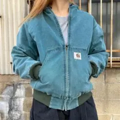 Carhartt フード付きジャンパー 青緑色のサムネイル