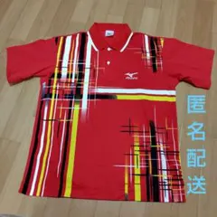 【匿名配送】Mizuno ポロシャツ S レッド ストライプ
