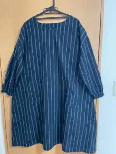 ストライプルームウェア Lサイズ ネイビー