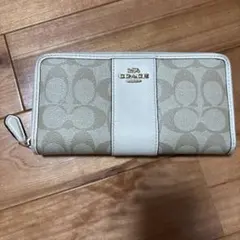 COACH 長財布 シグネチャー ベージュ ラウンドファスナー 正規品