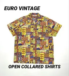 ユーロヴィンテージ 開襟　総柄シャツ　コットン