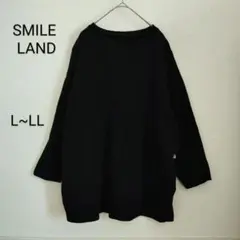 風和様！大きいサイズ スマイルランド 綿100% 長袖 トップス LL 黒 無地