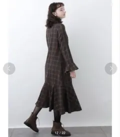 広瀬すず×アース【F】フレア切り替えワンピース チェック 綺麗め リラクシング