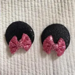 ハロウィン ミニー 耳 ピン クリップ 子供 カチューシャ スパンコール キッズ