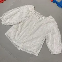 earth music&ecology レース 五分袖ブラウス