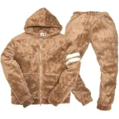 B-フォロー割■シャギー ボア セットアップ ベージュLパーカー＆ ジョガーP