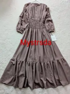 新品☆マイストラーダ☆ピンタックシャーリングワンピース☆マキシ丈☆バックリボン