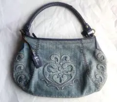 グラッチェ le Grazie デニム ハンドバッグ ダメージ刺繍