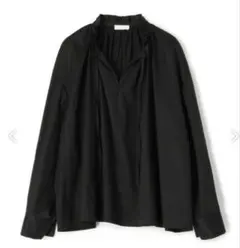 Ballsey ハイカウントサテン ネックフリルブラウス　トゥモローランド　黒