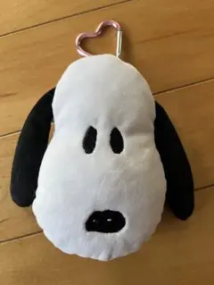 スヌーピー 顔型ポーチ ハート型カラビナ付き