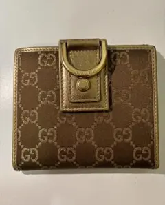 GUCCI 二つ折り財布 ブラウン GGパターン
